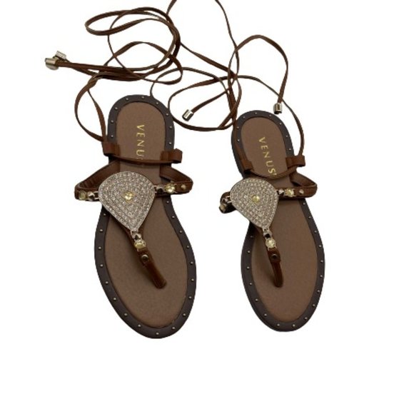 VENUS Shoes - Venus Ankle Tie Gladiator Studded Jeweled Sandals